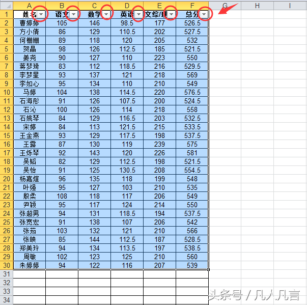 Excel中筛选功能也可以排序