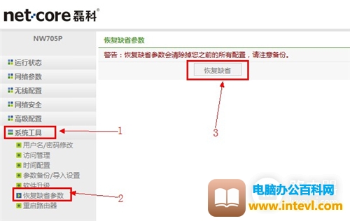 磊科 NW705P 无线路由器恢复出厂设置方法